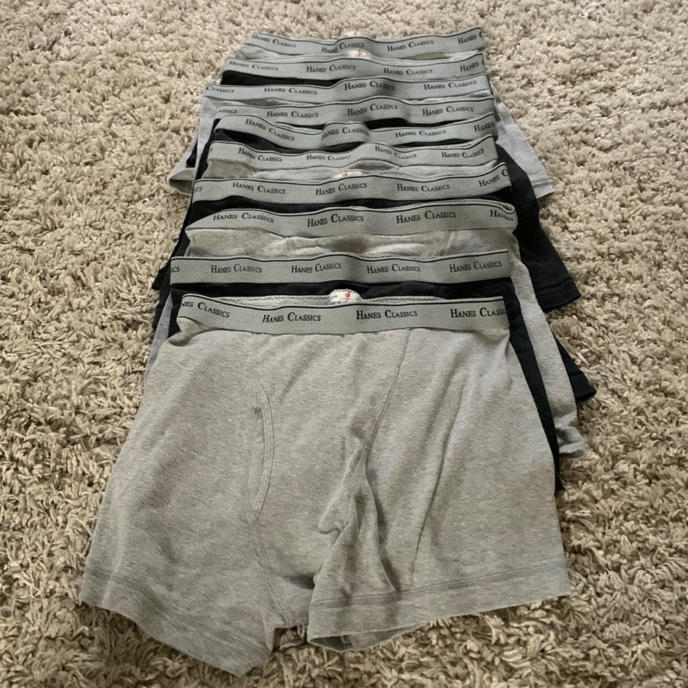 Hanes Men’s Boxer Briefs, Pack of 10 in Black and Gray